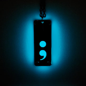 Semicolon Rectangular Symbol Night Glow Pendant