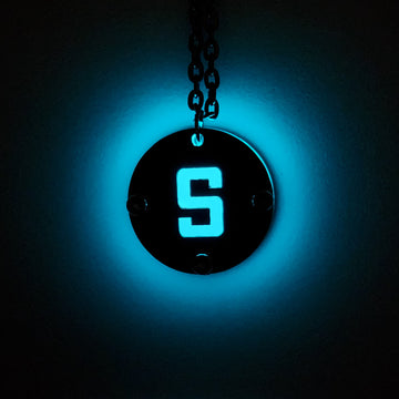 Personalised Initial Letter Night Glow Pendant With Metal Cover